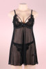 Dana Black Embroidered Lace Babydoll Lingerie  actual product picture on a mannequin front view 