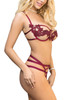 Natalia Wine Open Cup Strappy Bra Lingerie Set