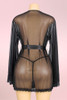 Matilda Elegant Black Sheer Lace Trimmed Robe Kimono Lingerie 