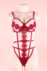 Nora Maroon Strappy Caged Embroidered Teddy Plus Size
