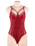 Naomi Maroon Lace Strappy Teddy Bodysuit Lingerie Plus Size