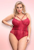  Naomi Maroon Lace Plus Size Teddy Bodysuit