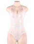 Naomi White Lace Strappy Teddy Bodysuit Lingerie Plus Size