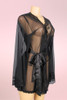 Matilda Elegant Black Sheer Lace Trimmed Plus Size Robe Kimono Lingerie  actual product picture on a mannequin front view 