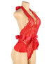 Victoria Red Lace Plunging Teddy Plus Size