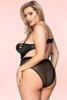 Brandi Black Balcony Underwire Sheer Teddy Plus Size