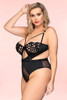 Brandi Black Balcony Underwire Sheer Teddy Plus Size