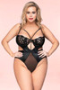 Brandi Black Balcony Underwire Sheer Teddy Plus Size
