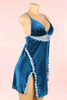 Vicky Teal Velour Luxe Side Slit Chemise 