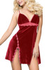 Vicky Maroon Velour Luxe Side Slit Chemise 