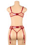 Isabella Red Bralette Garter Belt and Thong Lingerie Set