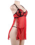 Sara Red Nipple Slit with Side Slit Halter Babydoll Plus Size