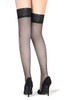 Black Lace Top Fishnet Thigh High Stay-up Silicon Lined Stockings