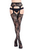 Floral Fishnet Garter Hose Stockings