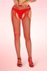 Red Sparkle Fishnet Rhinestone Garter Pantyhose