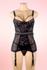 Alessandra Black Lace Mesh Garter Lingerie Dress