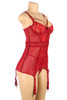 Alessandra Red Lace Mesh Garter Chemise Plus Size