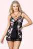 Florence Floral print Lingerie Chemise actual product picture worn by a model posing with one hand on her waist and her other arm on her side