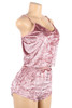 Viola Pink Velvet Cami and Shorts Lingerie Set Plus Size