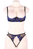 Cece Blue Cupless Shelf Bra Crotchless Panty Lingerie Set