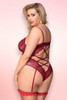 Bridgette Red Velvet Plus Size Garter Teddy