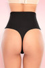 Black high waist thong shapewear girdle showing seamless no panty line back design.