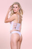 Eden Floral Embroidered Camisole Panty Sheer pink Lingerie Set   worn by a model back view 