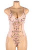 Eden Pink Butterfly Embroidered Sheer Teddy