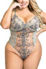 Eden Gray Butterfly Embroidered Sheer Teddy Plus size