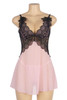 Heidi Pink Black Lace Halter Empire Waist Babydoll 