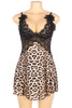 Heidi Black Lace Halter Leopard Empire Waist Babydoll Plus Size