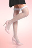 White Ruffle Tulle Fishnet Thigh Stockings