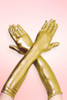 gold metallic gloves.