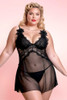 Heidi Black Plus Size Babydoll worn by curvy model.