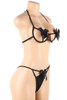 Cherie Black Satin Ribbon Cupless Bralette Thong Lingerie Set