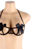 Cherie Black Satin Ribbon Cupless Bralette Thong Lingerie Set