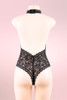 Zoe Black lace Bodysuit Teddy Lingerie with Plunging Neckline  actual product picture on a mannequin backview 