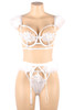 Freya White Feather Holiday Babe Bra garter Lingerie Set Plus Size