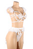 Freya White Feather Holiday Babe Bra garter Lingerie Set Plus Size