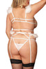 Freya White Feather Holiday Babe Bra garter Lingerie Set Plus Size