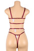 Helga Wine Red Strappy Bralette Garter Belt Lingerie Set