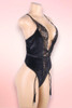 Valeria Black Plus Size Garter Teddy