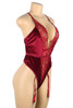 Valeria Red Velvet Garter Plunging Bodysuit Teddy Plus Size