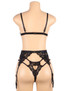 Lacie Black Heart Lace Garter Lingerie Set