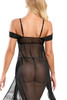 Savannah Black Off Shoulder Open Front Long Night Gown