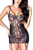 Carrie Black Lace Underwire Garter Chemise