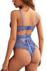 Eliza Blue Lace Bralette High Waist Thong Lingerie Set