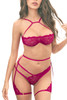 Agnes Red Lace Underwire Bralette Strappy Lingerie Set