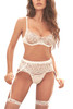 Etta White Delicate Lace Bra Garter Skirt Lingerie Set