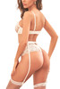 Etta White Delicate Lace Bra Garter Skirt Lingerie Set